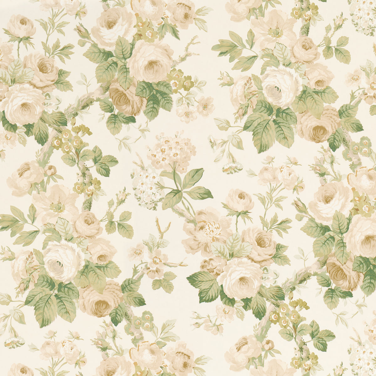 Nancy Floral Wallpaper in Ivory color - pattern number 5010842 - by Schumacher in the Schumacher Classics collection