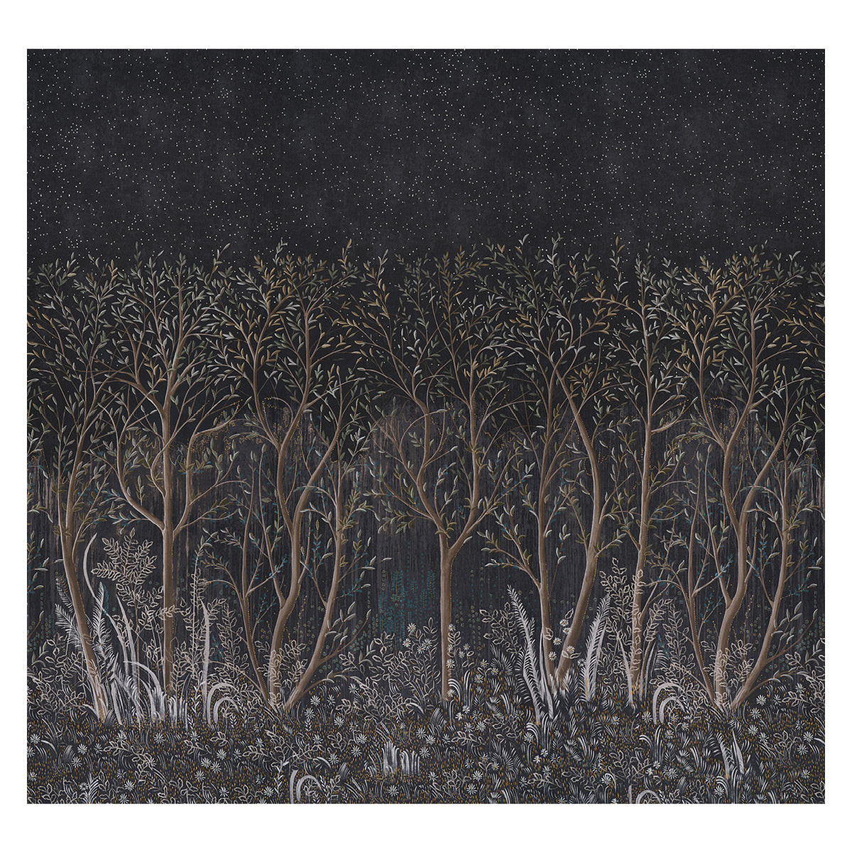 Brindille Golden wallpaper in carbon color - pattern number 5010921 - by Schumacher in the Colette Cosentino collection