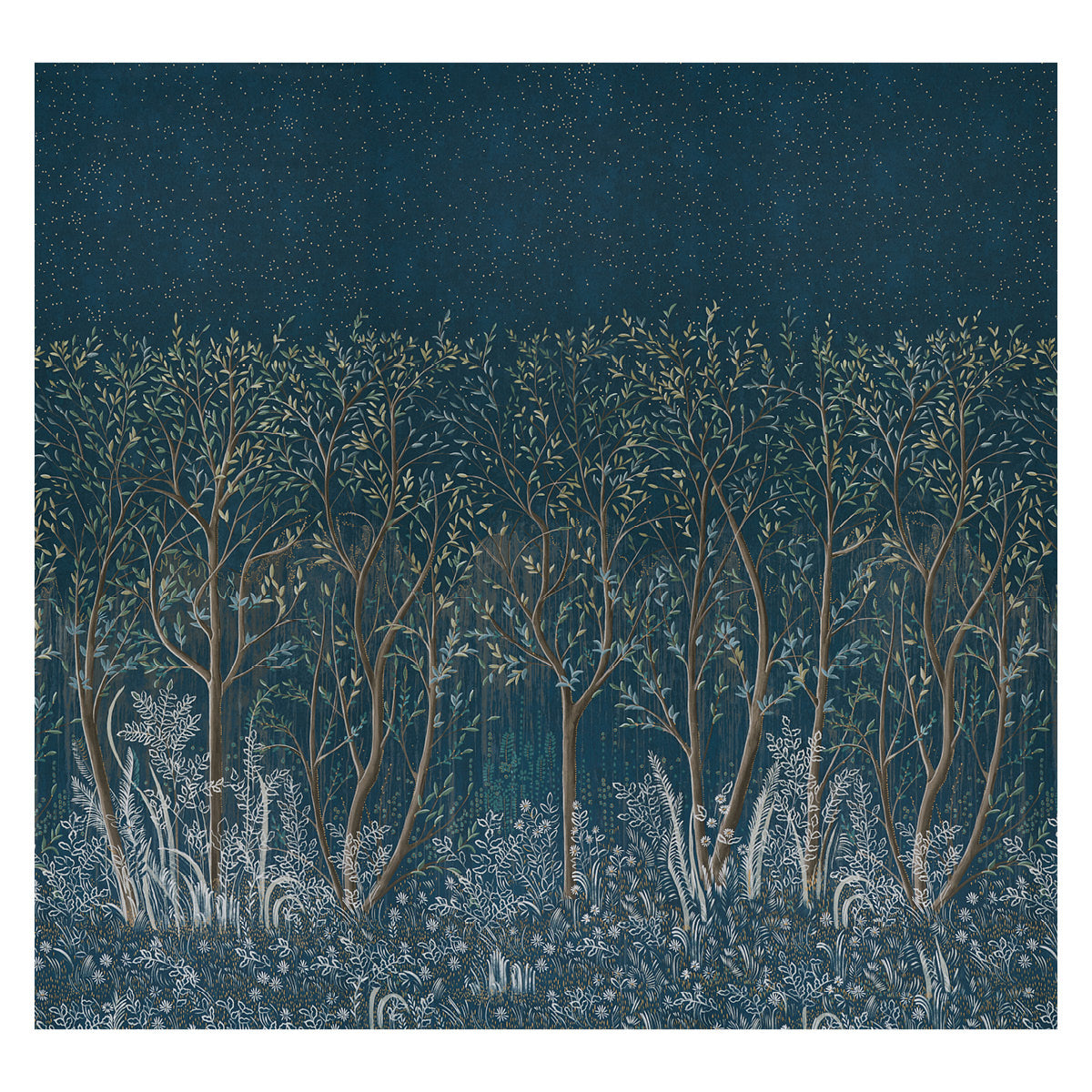 Brindille Golden wallpaper in peacock color - pattern number 5010922 - by Schumacher in the Colette Cosentino collection