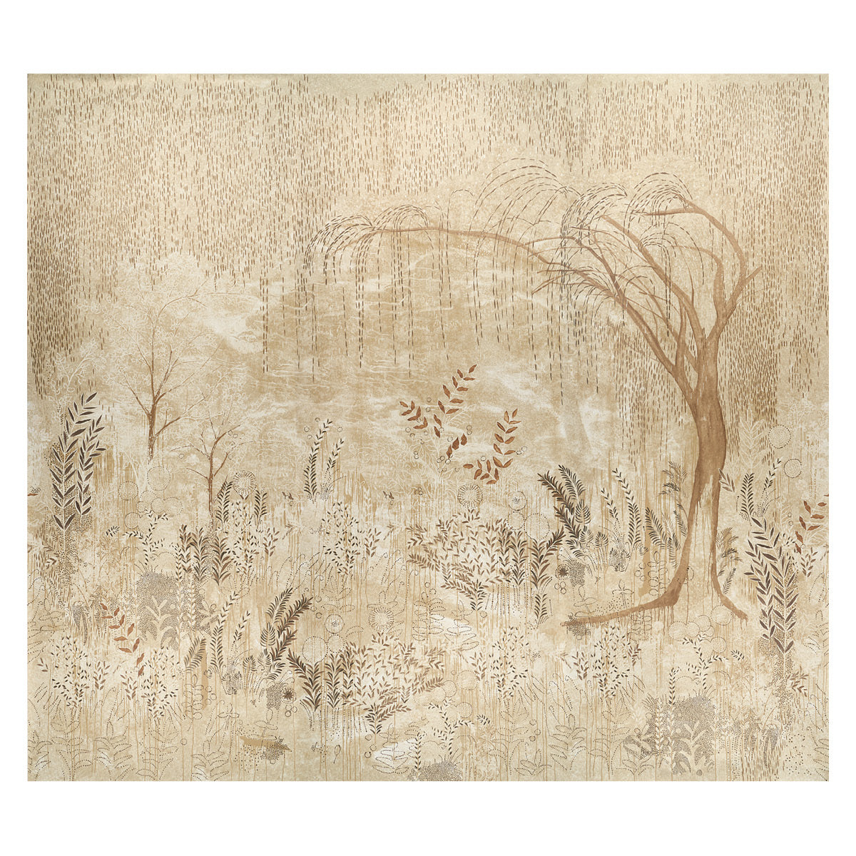 Bisou Panel Set wallpaper in gold color - pattern number 5010932 - by Schumacher in the Colette Cosentino collection