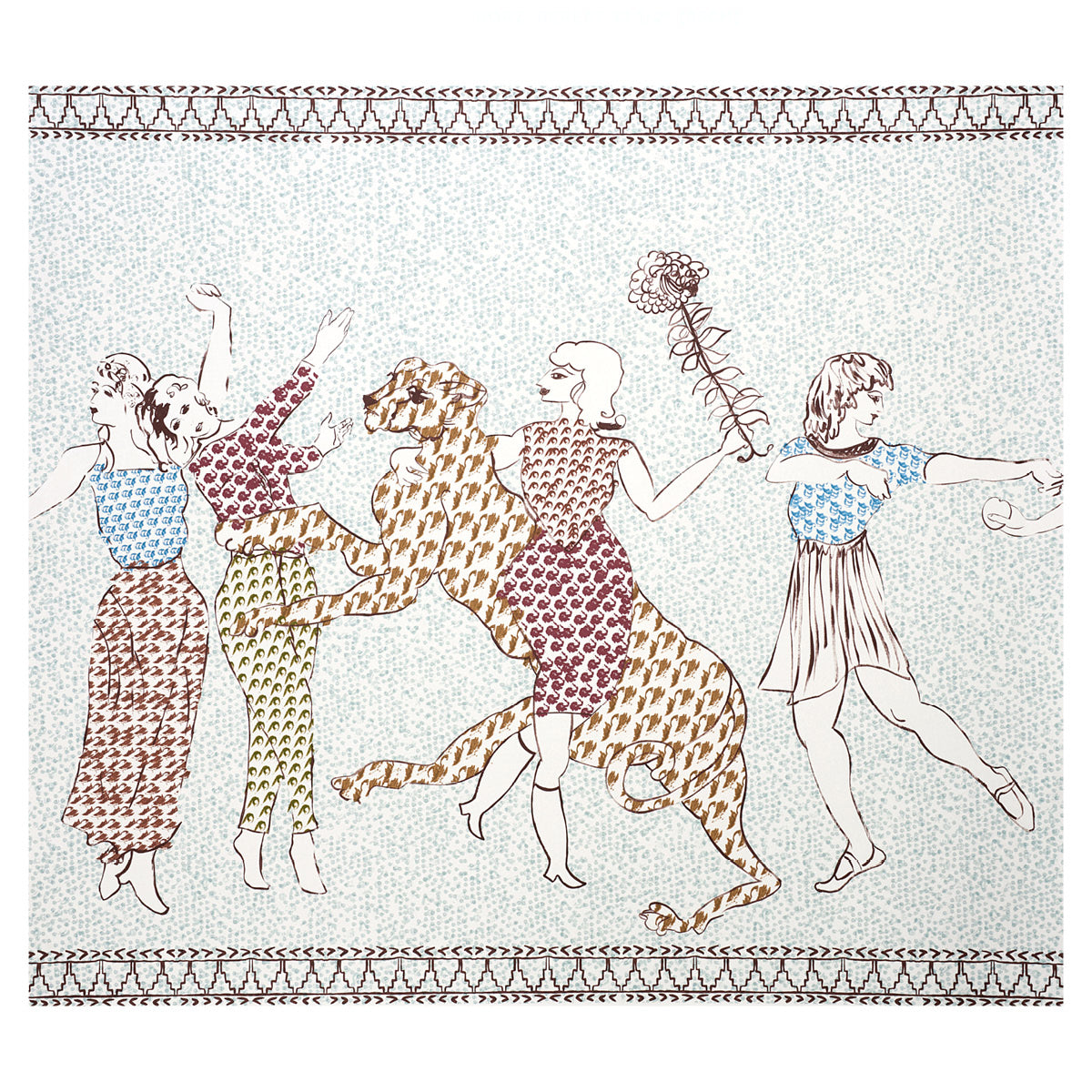 The Golden Age Panel Set wallpaper in cyan multi color - pattern number 5011090 - by Schumacher in the Peg Norriss collection