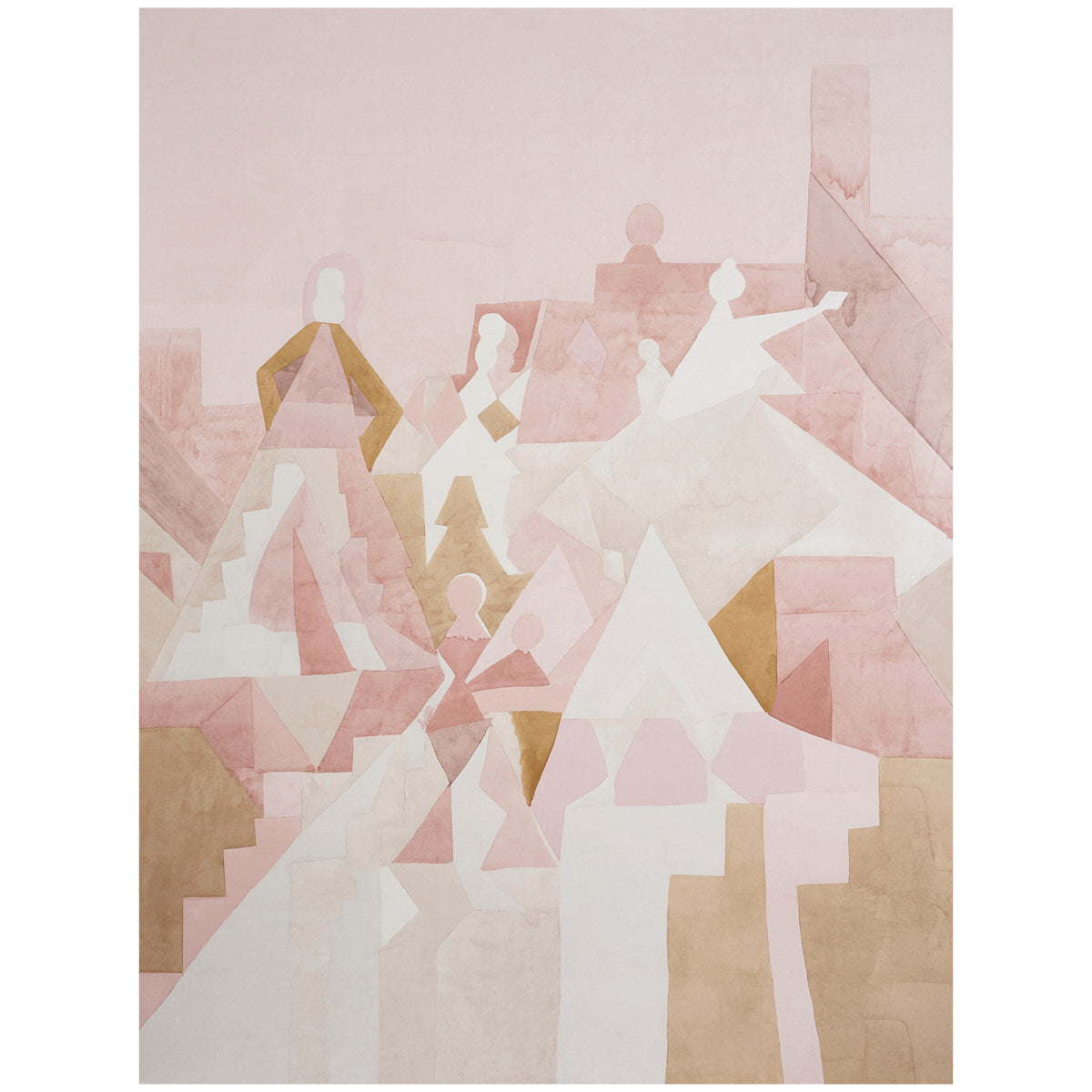 Steps Panel Set wallpaper in rose and camel color - pattern number 5011101 - by Schumacher in the Peg Norriss collection