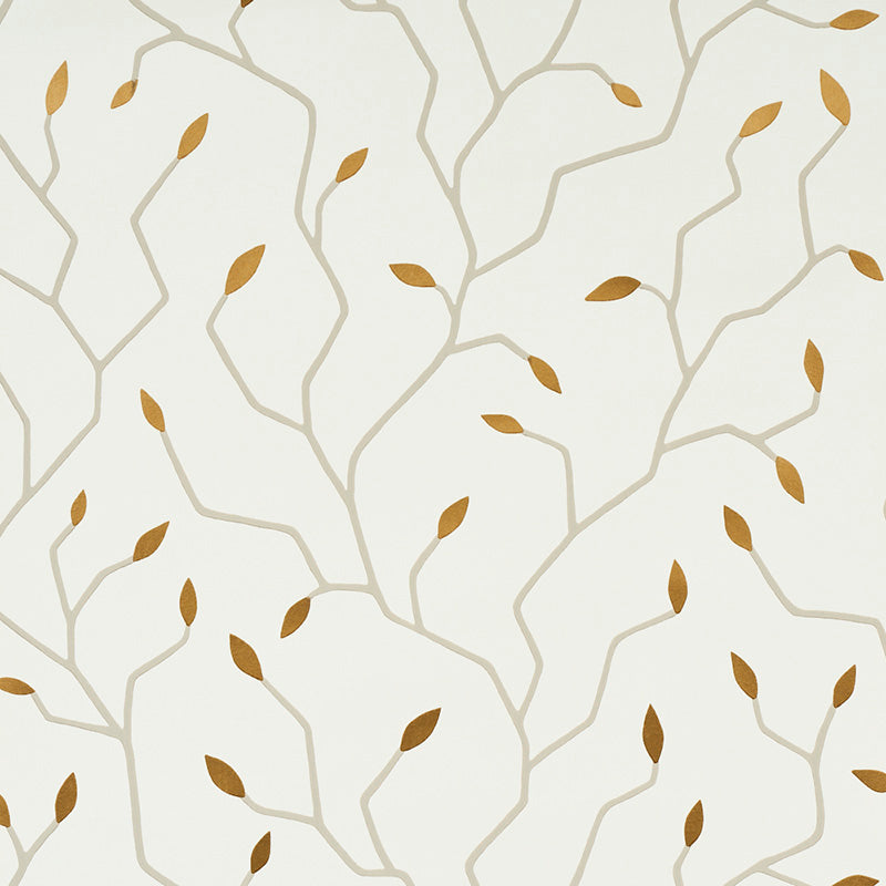 Cymbeline wallpaper in ivory and gold color - pattern number 5011380 - by Schumacher in the Misterioso collection