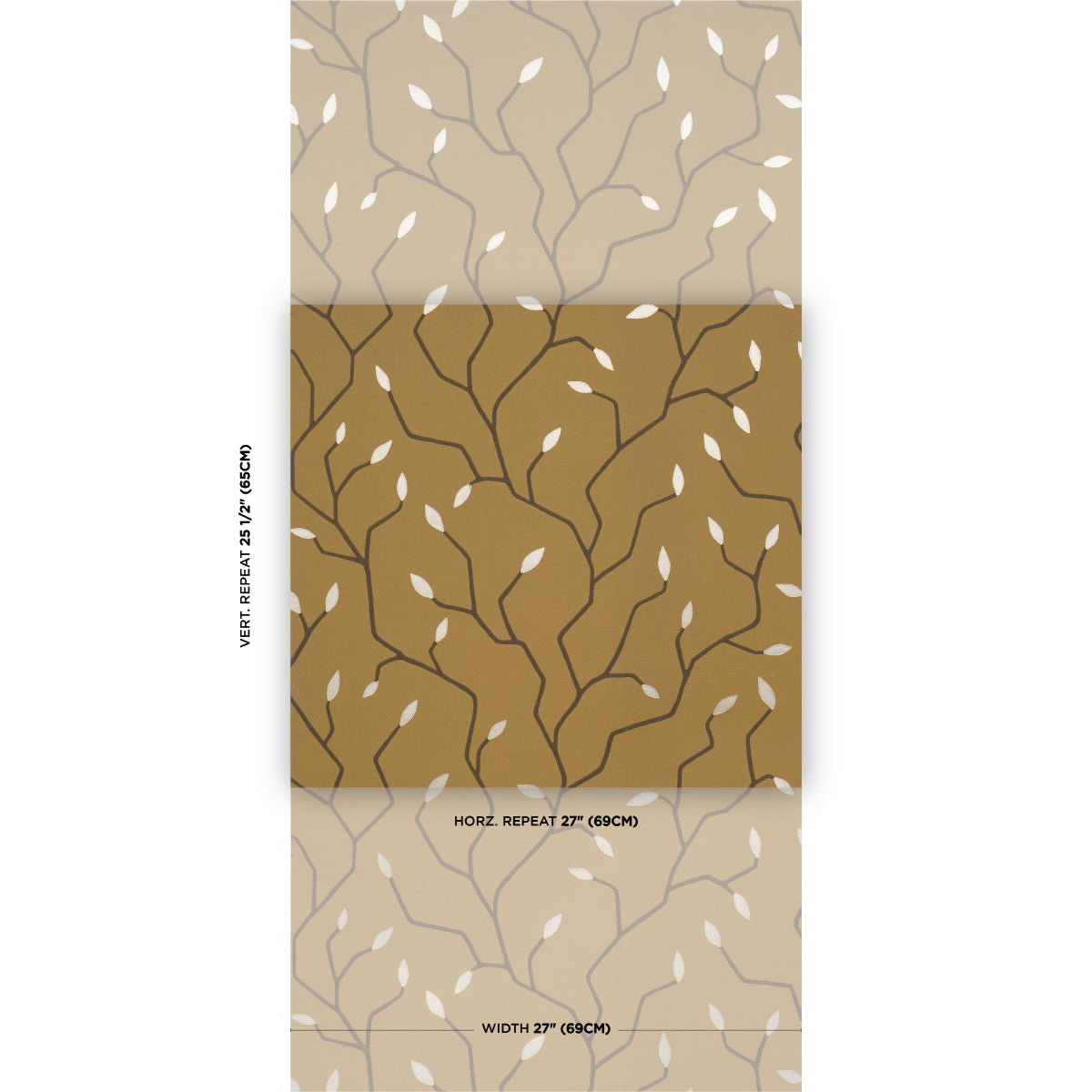 Cymbeline Wallpaper in gold color - pattern number 5011383 - by Schumacher in the Rhythm In Motion collection