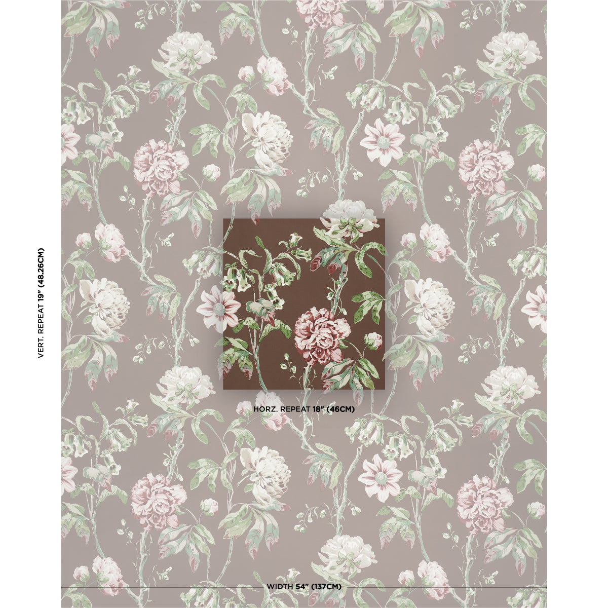 Daydream Wallpaper in chocolate color - pattern number 5011402 - by Schumacher in the Perennial Favorites collection