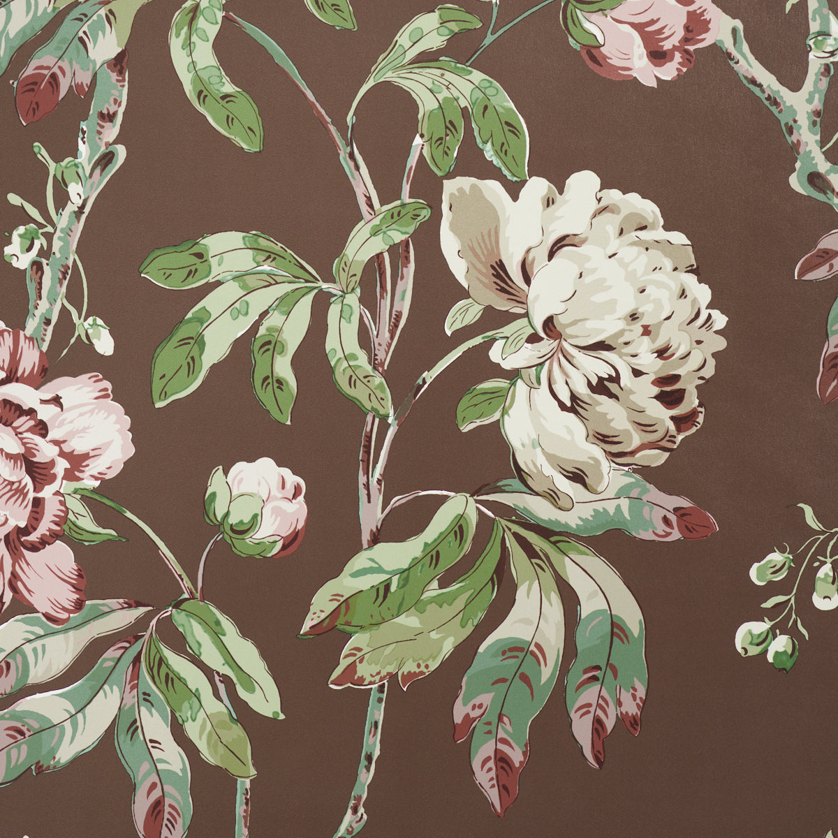 Daydream Wallpaper in chocolate color - pattern number 5011402 - by Schumacher in the Perennial Favorites collection