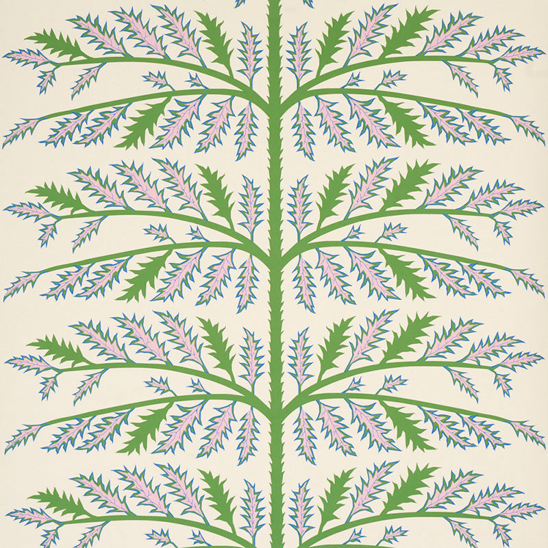 Thistle wallpaper in ivory color - pattern number 5011430 - by Schumacher in the Espalier by Neisha Crosland collection
