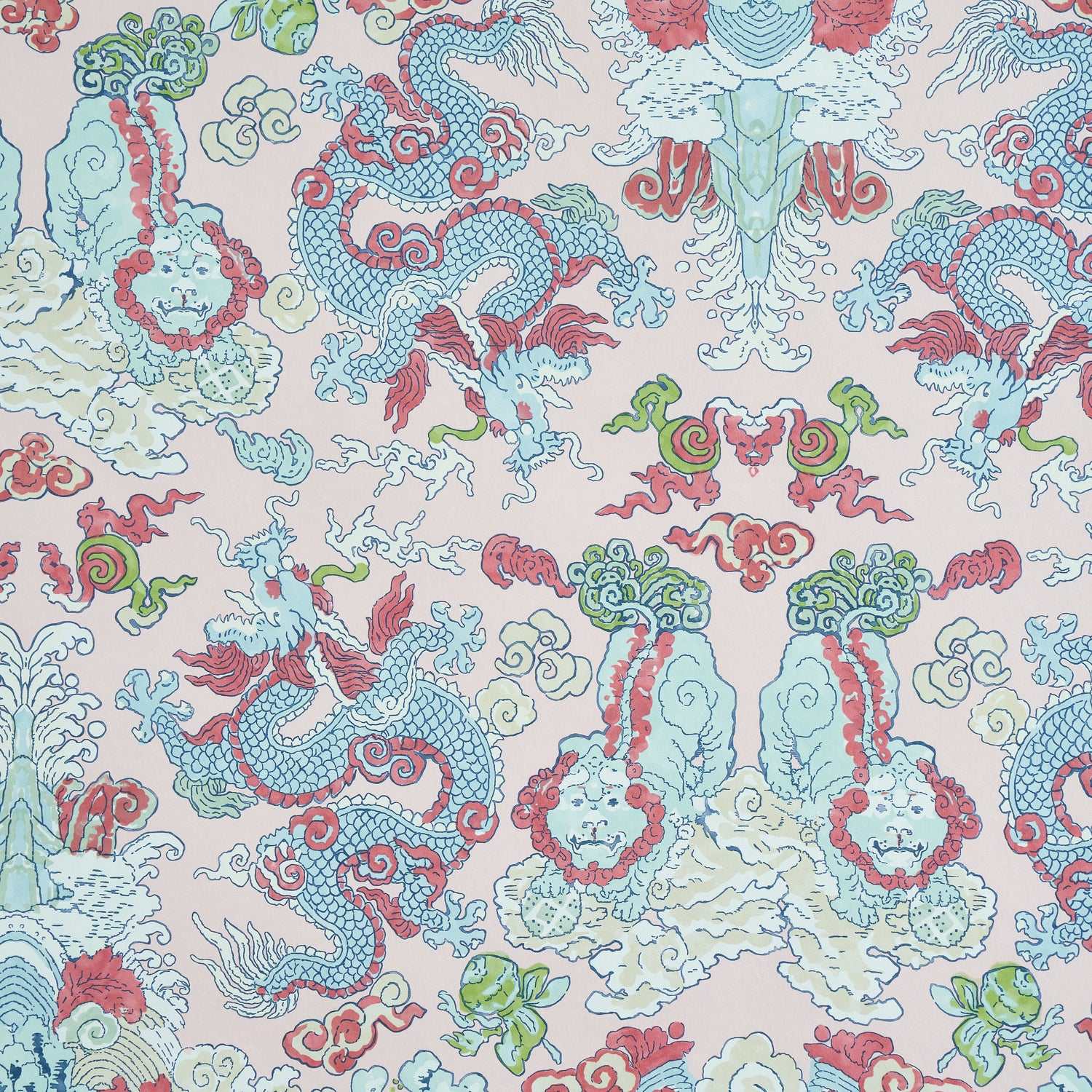 Magic Mountain Dragon fabric in blush color - pattern number 5011591 - by Schumacher in the Perennial Favorites collection