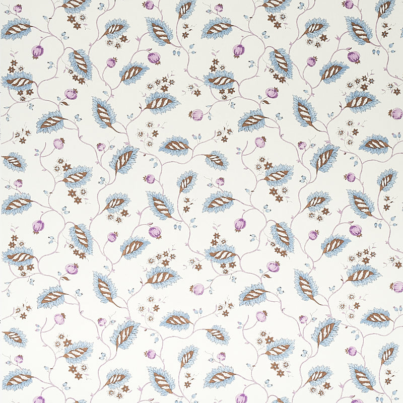 Maryam Vine wallpaper in sky and plum color - pattern number 5011601 - by Schumacher in the Jacaranda collection