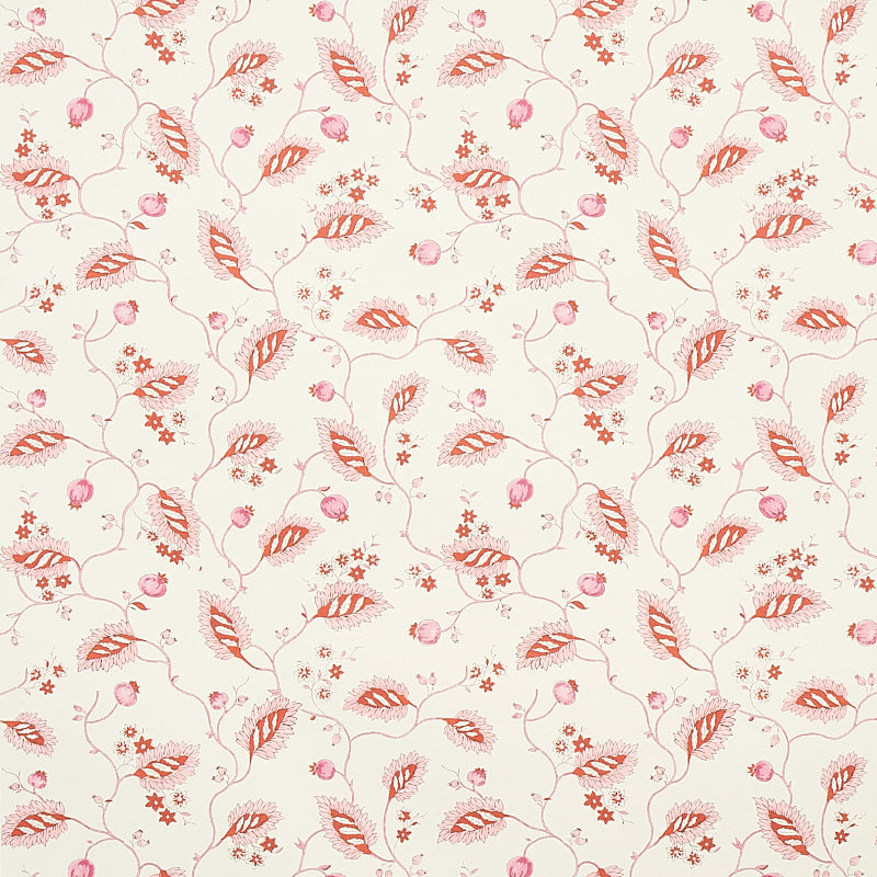 Maryam Vine wallpaper in pink and red color - pattern number 5011602 - by Schumacher in the Jacaranda collection