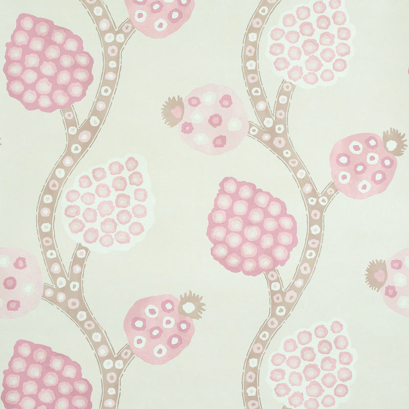 Annabel Warp Print wallpaper in rose color - pattern number 5011770 - by Schumacher in the Perennial Favorites collection