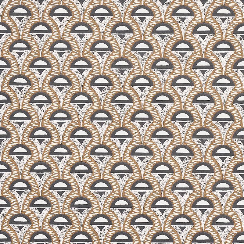 Abelino wallpaper in camel and black color - pattern number 5012080 - by Schumacher in the Copacabana collection