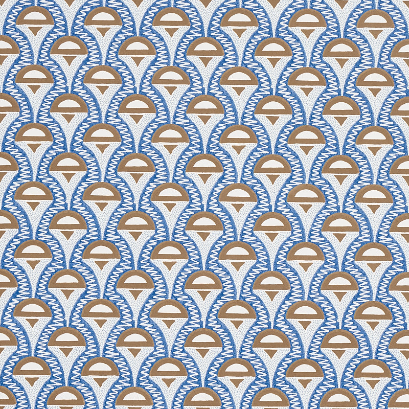 Abelino wallpaper in blue and brown color - pattern number 5012081 - by Schumacher in the Copacabana collection