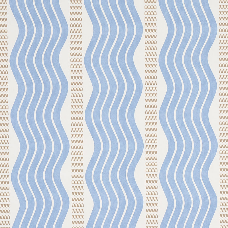 Sina Stripe wallpaper in blue color - pattern number 5012122 - by Schumacher in the Copacabana collection