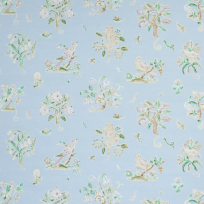 Magical Menagerie wallpaper in sky color - pattern number 5012210 - by Schumacher in the Flight of Fancy collection