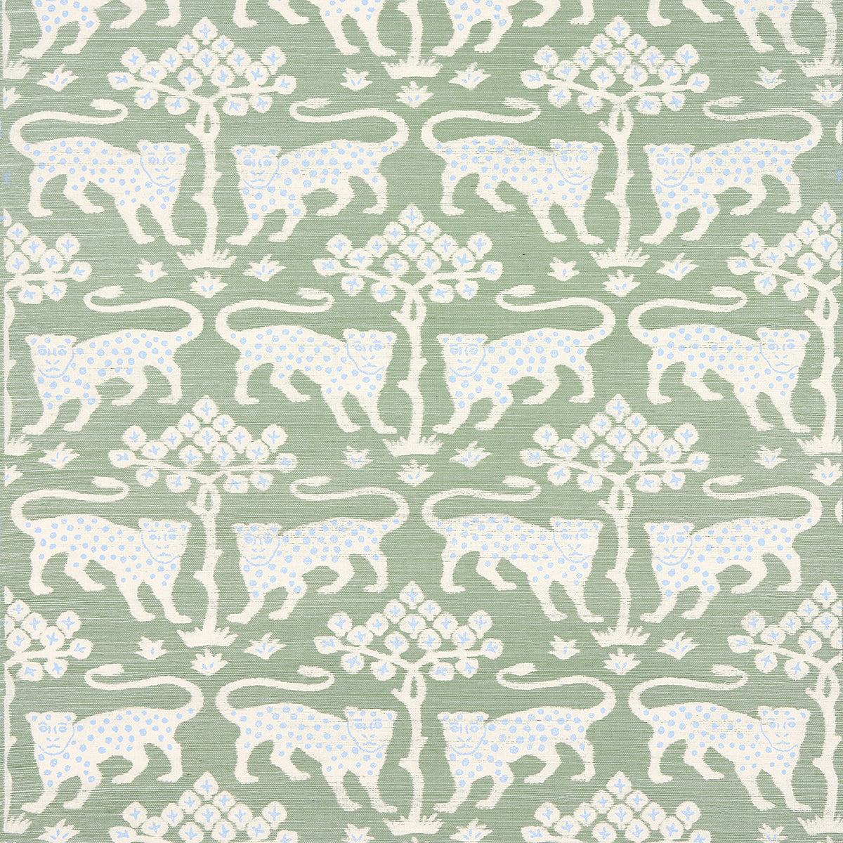 Woodland Leopard Sisal wallpaper in seaglass color - pattern number 5012300 - by Schumacher in the Textured Wallcoverings and Printed Grasscloths collection
