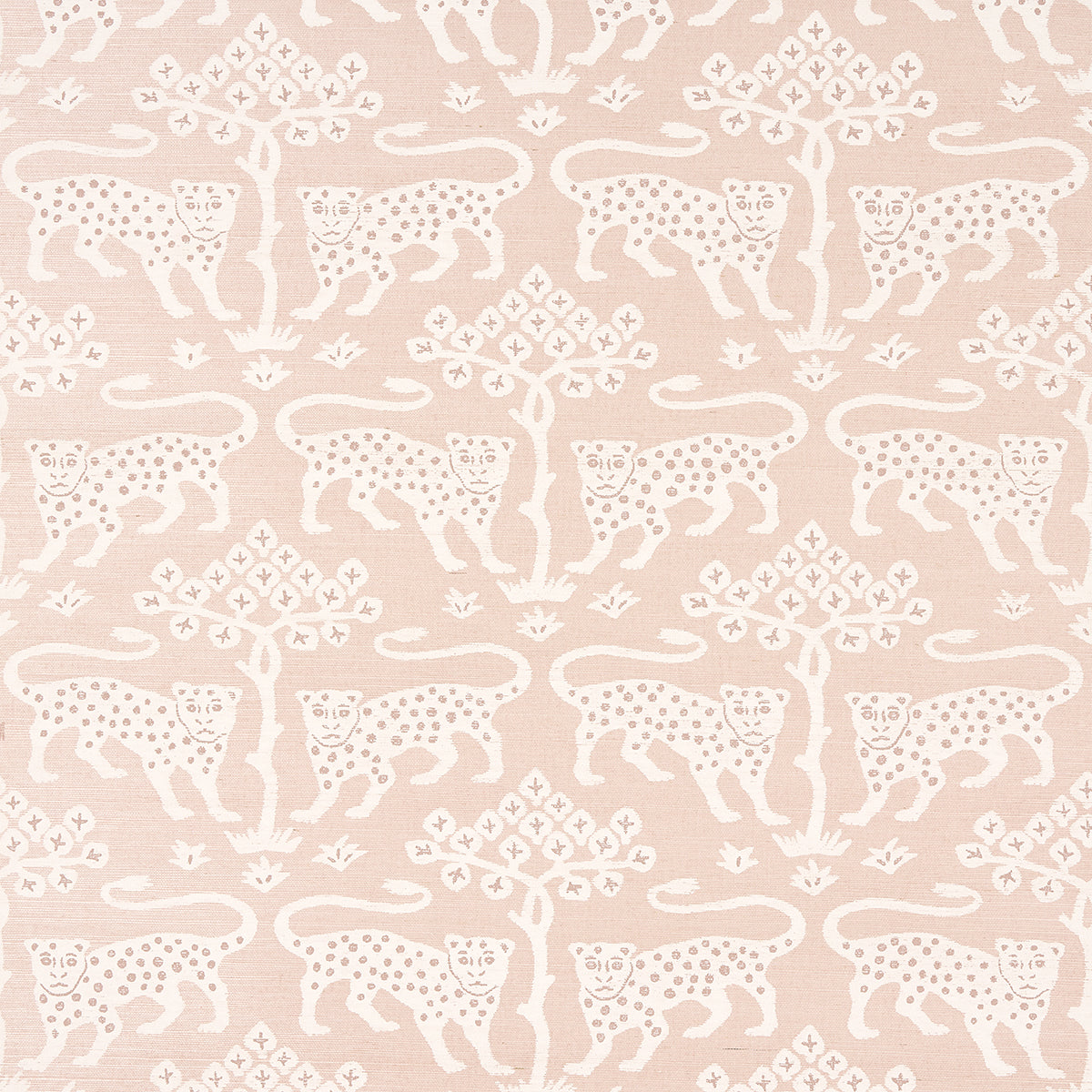 Woodland Leopard Sisal wallpaper in petal color - pattern number 5012302 - by Schumacher in the Textured Wallcoverings and Printed Grasscloths collection