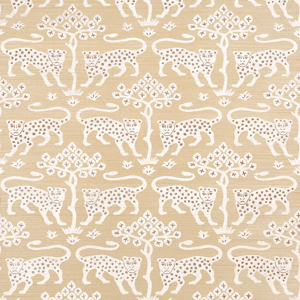 Woodland Leopard Sisal wallpaper in oatmeal color - pattern number 5012303 - by Schumacher in the Textured Wallcoverings and Printed Grasscloths collection
