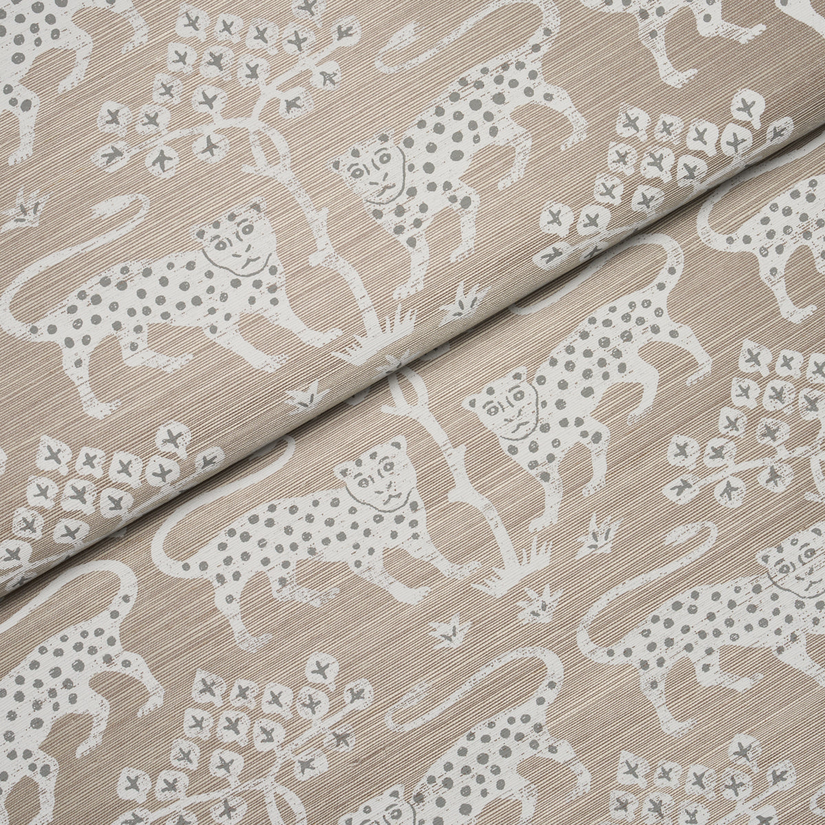 Woodland Leopard Sisal Wallpaper in Silver color - pattern number 5012304 - by Schumacher in the Perennial Favorites collection