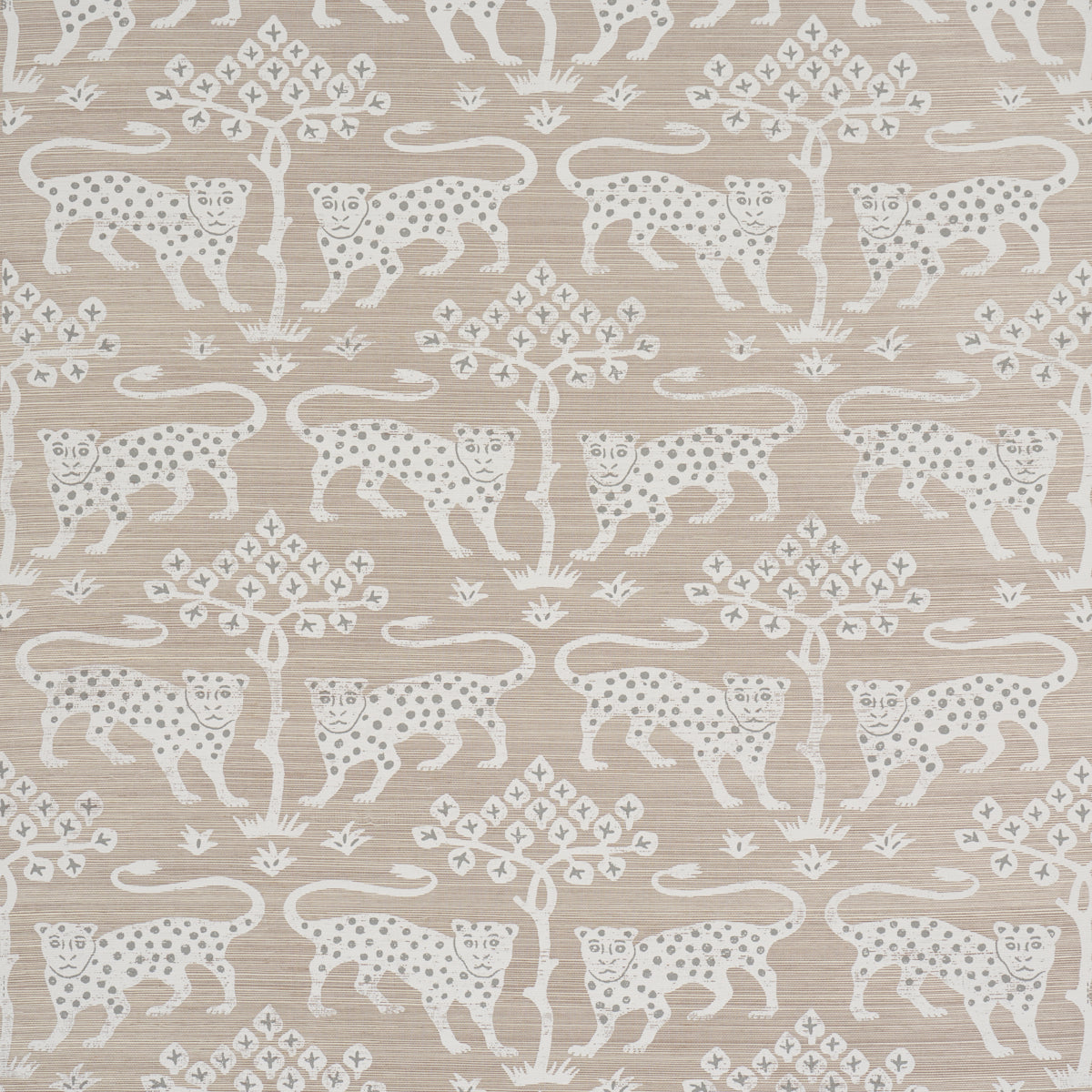 Woodland Leopard Sisal Wallpaper in Silver color - pattern number 5012304 - by Schumacher in the Perennial Favorites collection