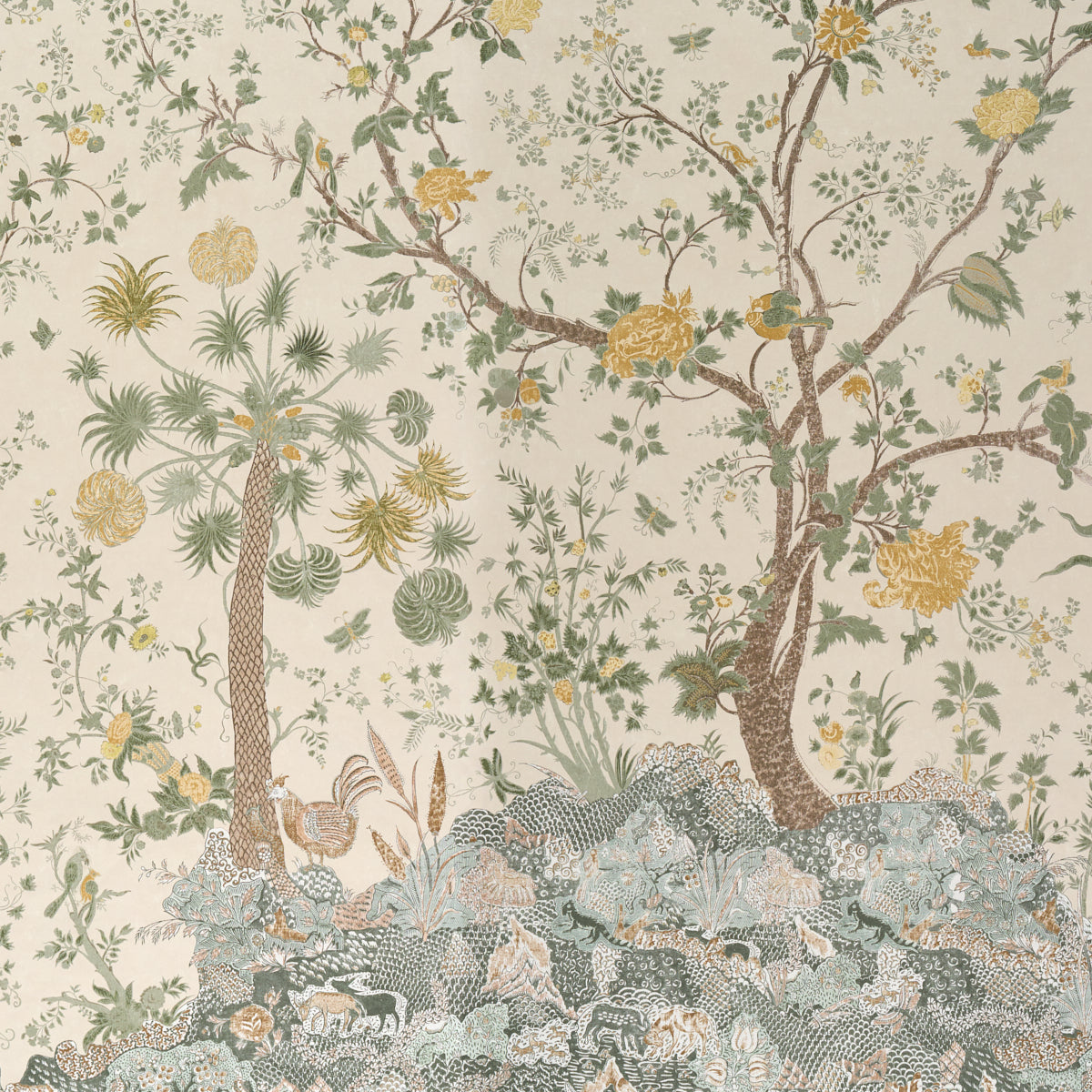 Amaltas Panel Wallpaper in Verdigris color - pattern number 5012334 - by Schumacher in the Panels Collection collection