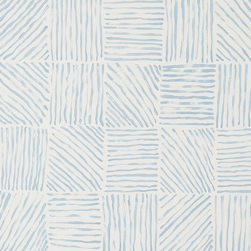 Katama wallpaper in blue on ivory color - pattern number 5012421 - by Schumacher in the Caroline Z Hurley II collection