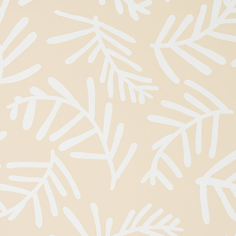 Tiah Cove wallpaper in ivory on natural color - pattern number 5012452 - by Schumacher in the Caroline Z Hurley II collection