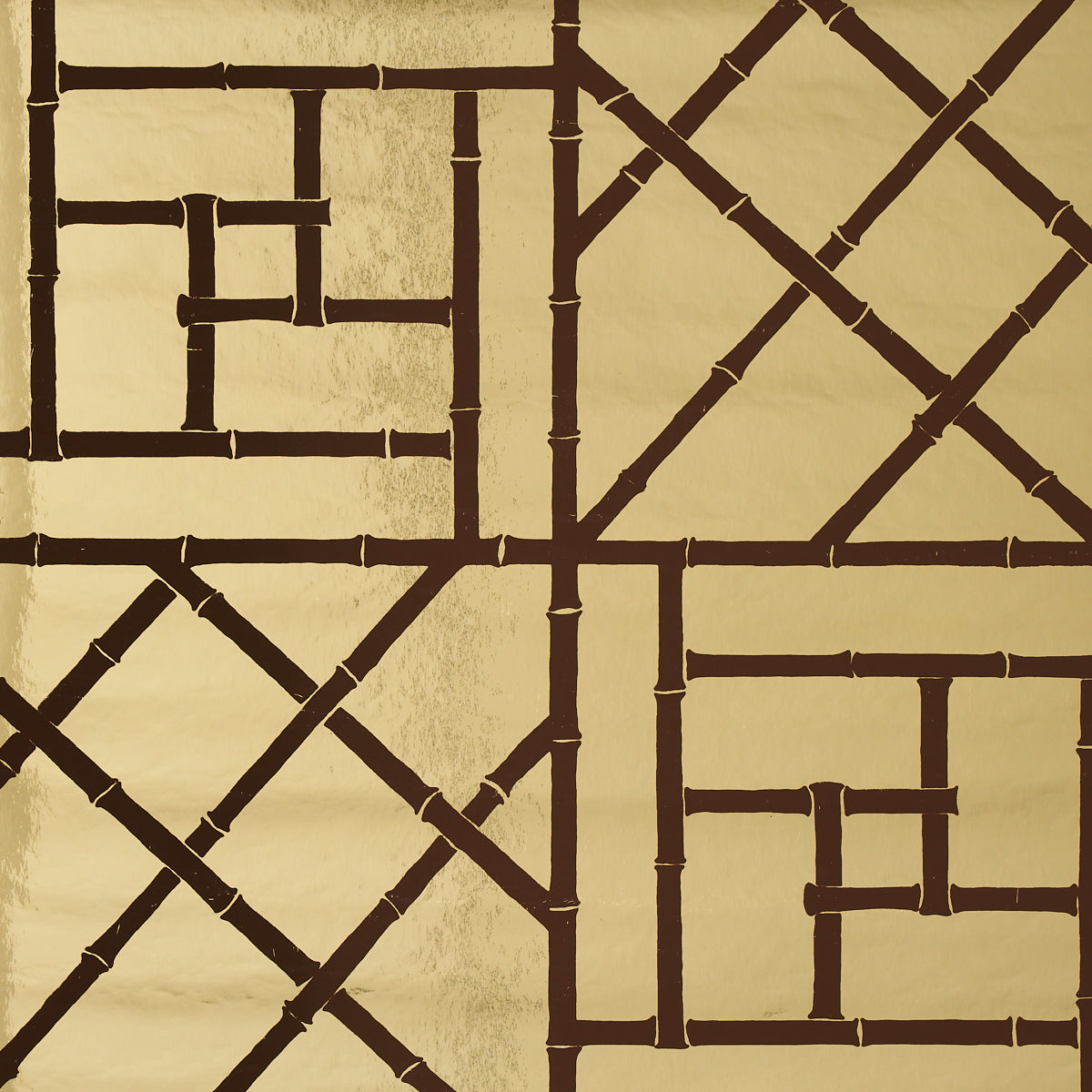 Trellis Metallic wallpaper in glam gold color - pattern number 5012760 - by Schumacher in the Cristina Buckley collection