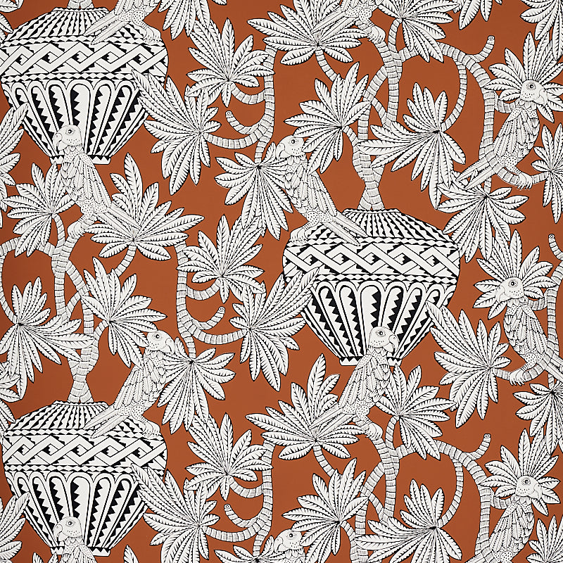 Santarem wallpaper in chocolate color - pattern number 5012822 - by Schumacher in the Mystique collection