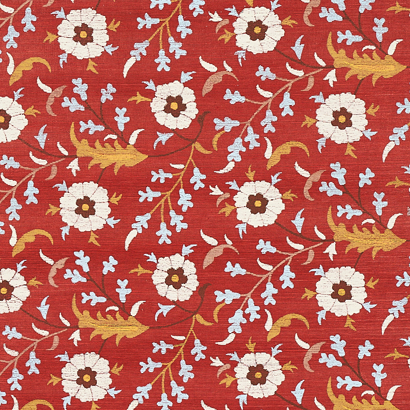 Floralia Sisal wallpaper in garnet color - pattern number 5012832 - by Schumacher in the Cabana collection