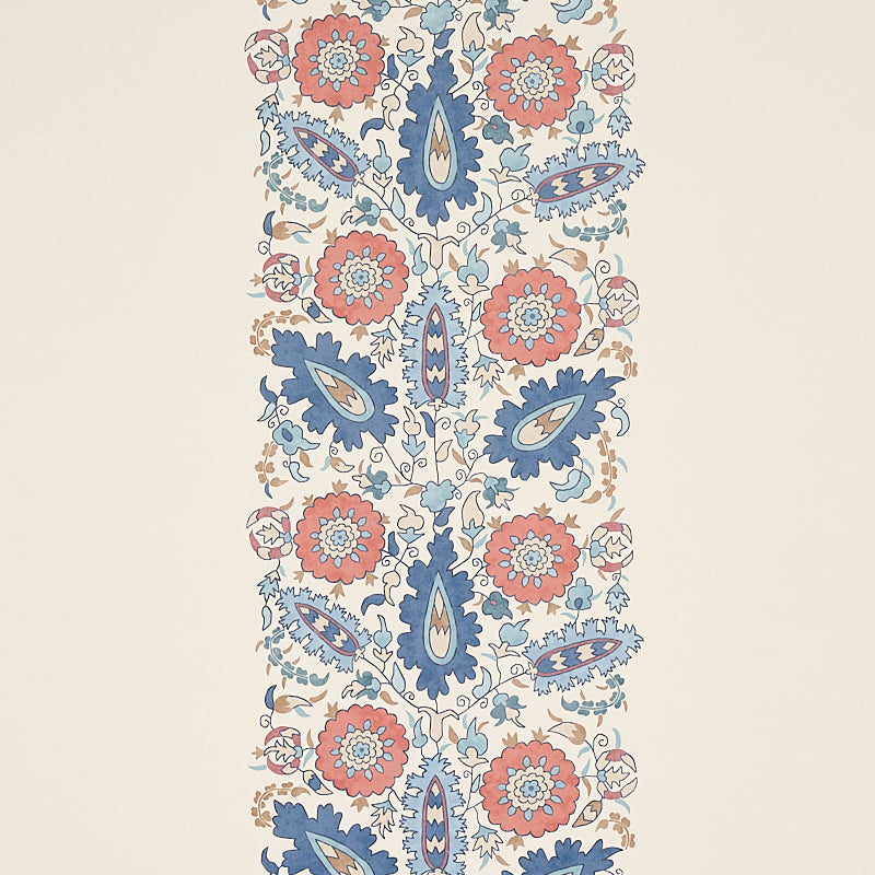 Anatolia wallpaper in blue and red color - pattern number 5012870 - by Schumacher in the Cabana collection