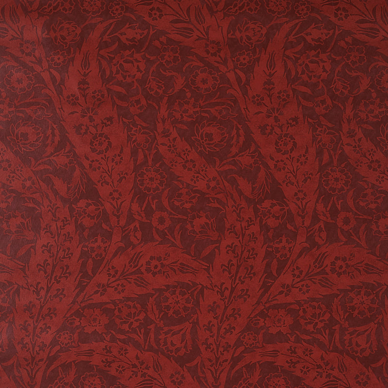 Saz Paisley wallpaper in burgundy color - pattern number 5012902 - by Schumacher in the Cabana collection