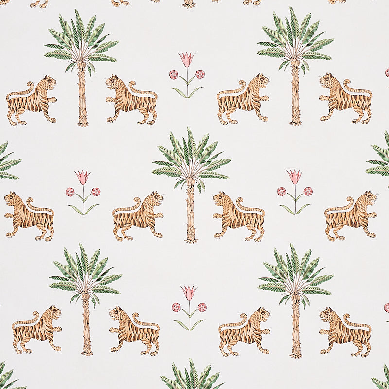 Tiger Palm wallpaper in crimson color - pattern number 5012922 - by Schumacher in the Mystique collection