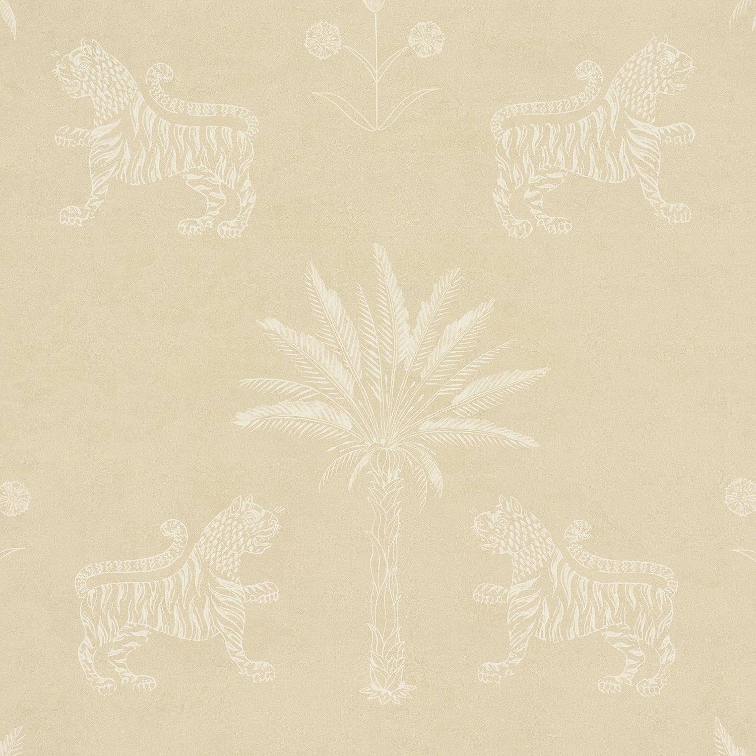 Tiger Palm Silhouette Wallpaper in mistral sand color - pattern number 5012923 - by Schumacher in the Atelier Paris collection