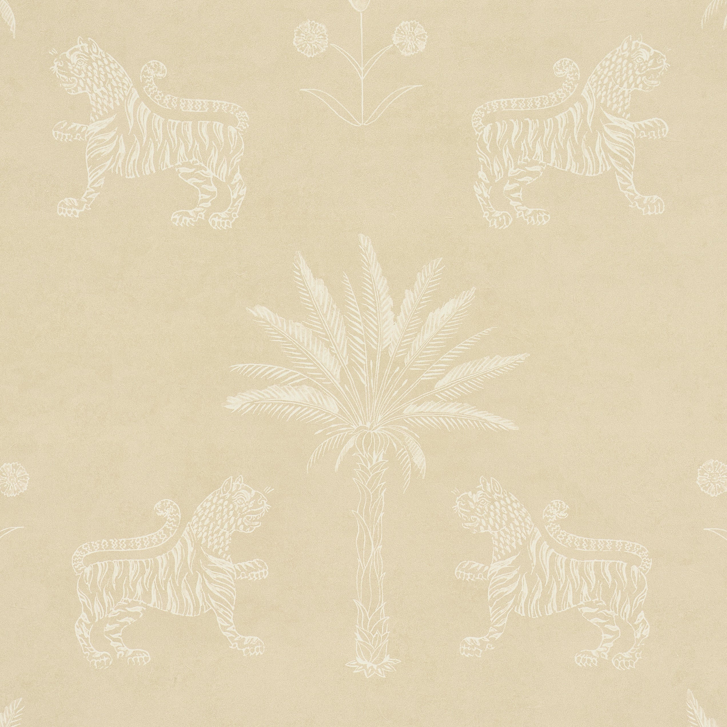 Tiger Palm Silhouette Wallpaper in mistral sand color - pattern number 5012923 - by Schumacher in the Atelier Paris collection