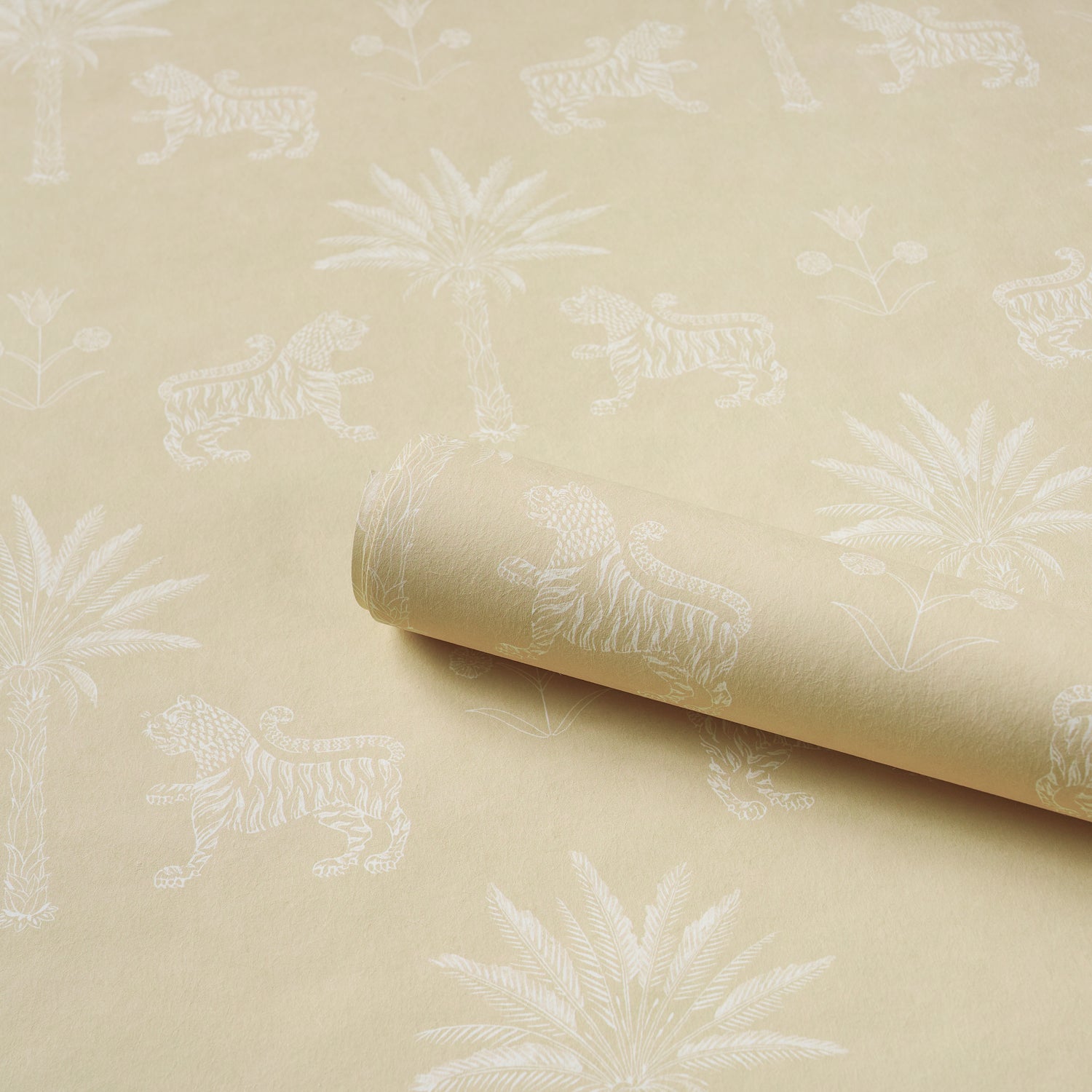 Tiger Palm Silhouette Wallpaper in mistral sand color - pattern number 5012923 - by Schumacher in the Atelier Paris collection