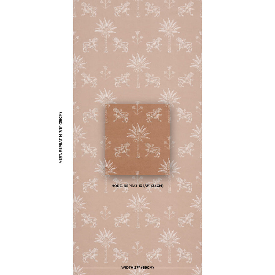 Tiger Palm Silhouette Wallpaper in mediterranean spice color - pattern number 5012924 - by Schumacher in the Atelier Paris collection