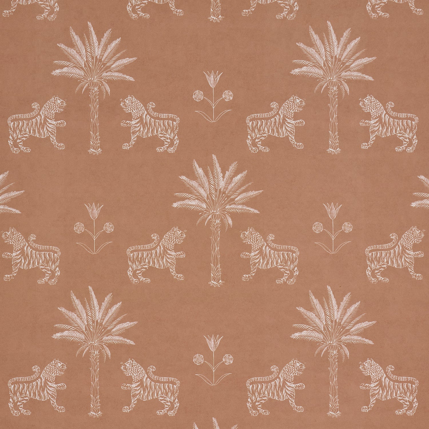 Tiger Palm Silhouette Wallpaper in mediterranean spice color - pattern number 5012924 - by Schumacher in the Atelier Paris collection