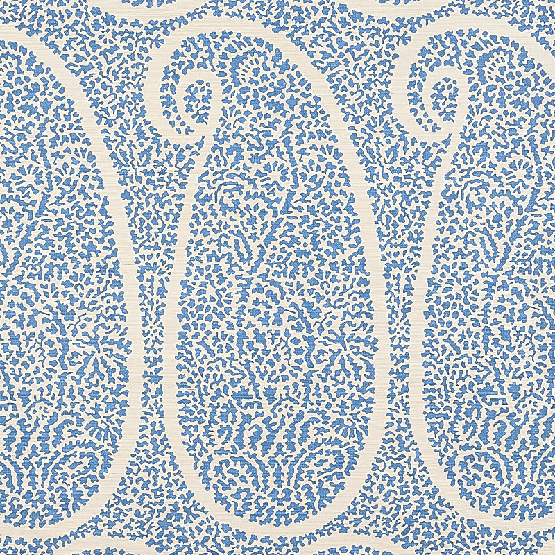 Ambala Paisley Sisal wallpaper in bright blue color - pattern number 5013030 - by Schumacher in the Printed Grasscloths collection