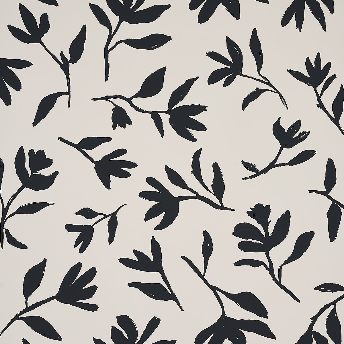 Laurel wallpaper in black color - pattern number 5013071 - by Schumacher in the New Wave Black and White collection
