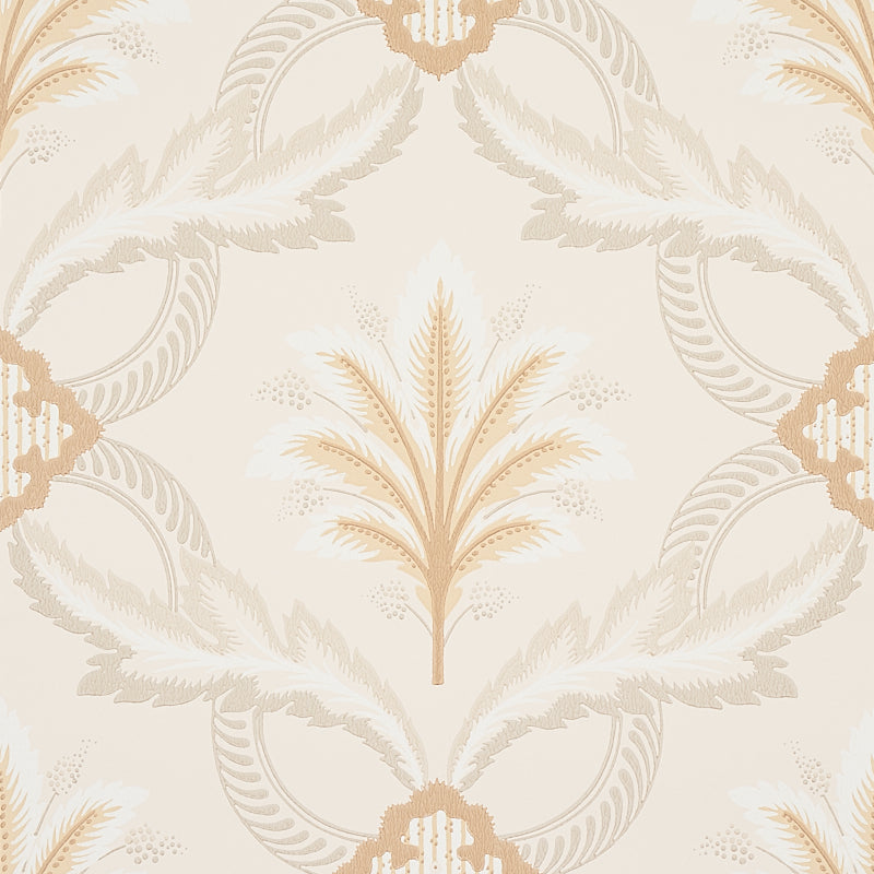 Front Waltz wallpaper in grey and gold color - pattern number 5013151 - by Schumacher in the Hobe Erwin collection
