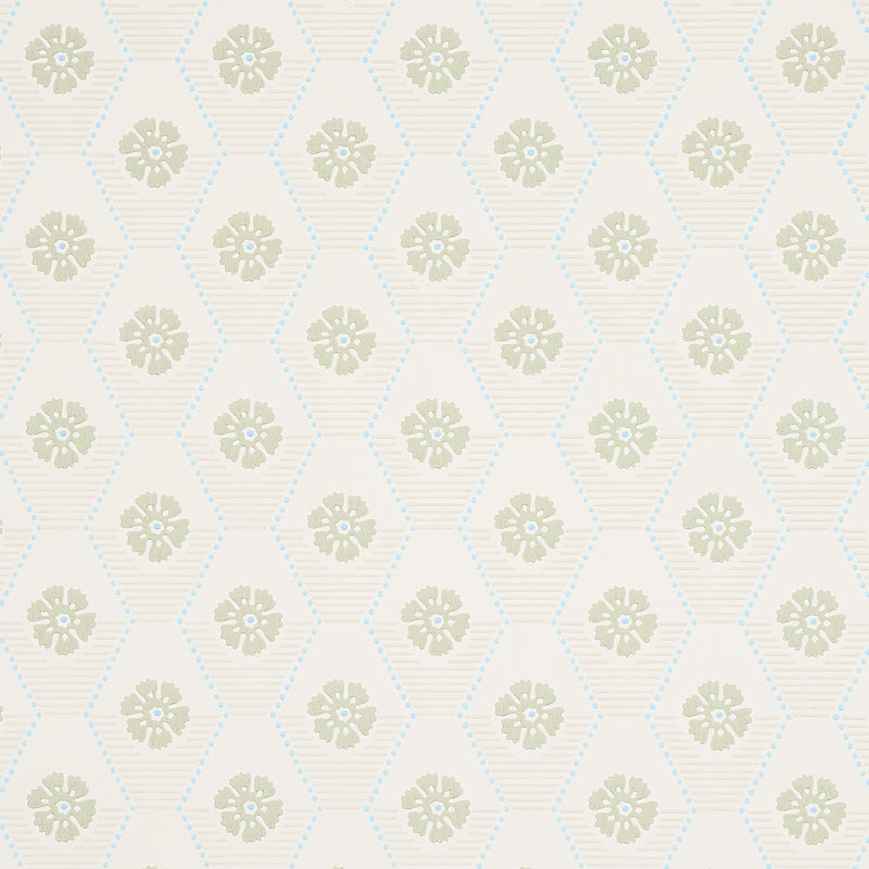 Hive Bloom wallpaper in sage color - pattern number 5013160 - by Schumacher in the Hobe Erwin collection
