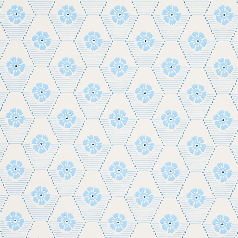 Hive Bloom wallpaper in blues color - pattern number 5013161 - by Schumacher in the Hobe Erwin collection