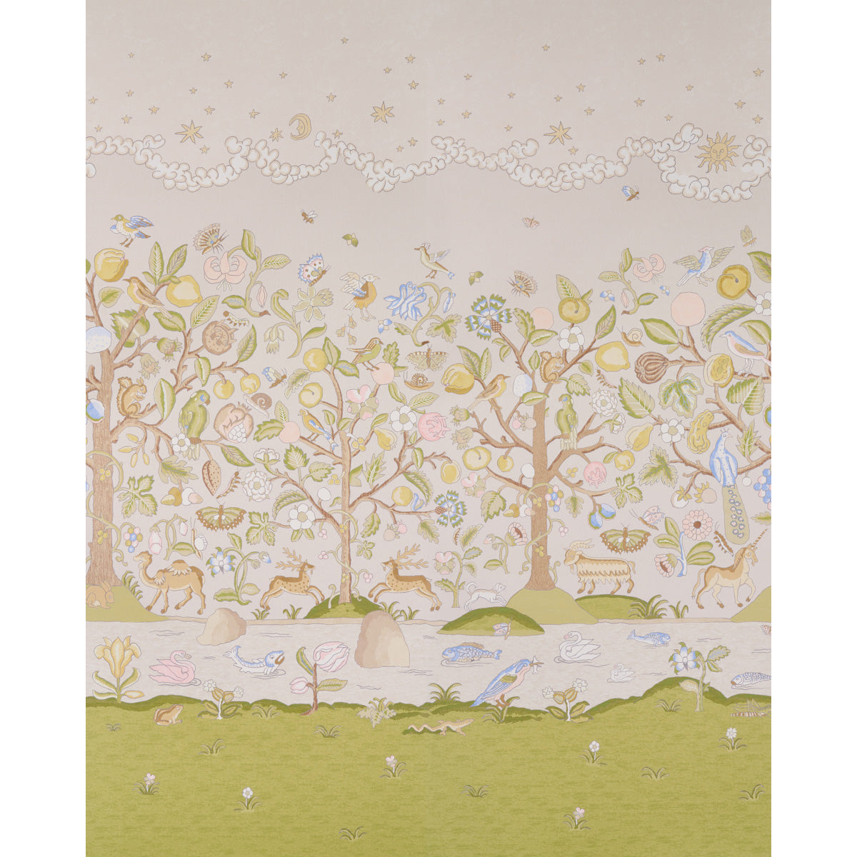 Chaucers Forest Panel Set wallpaper in alabaster color - pattern number 5013291 - by Schumacher in the Panels Collection collection