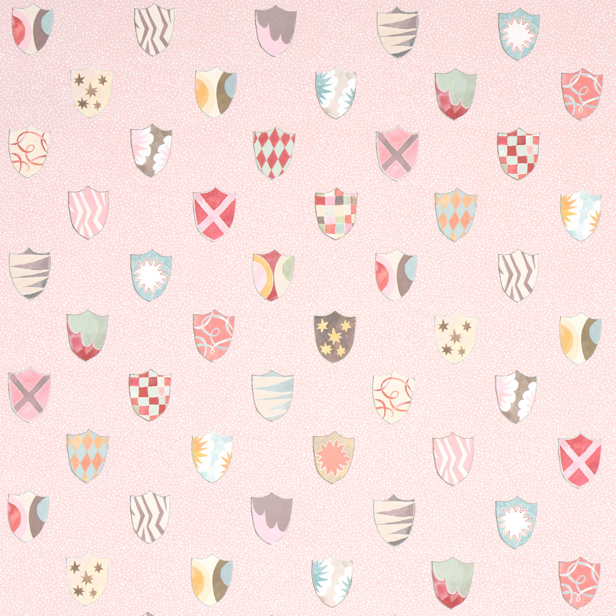 Heraldic wallpaper in pink color - pattern number 5013492 - by Schumacher in the Happy Menocal collection