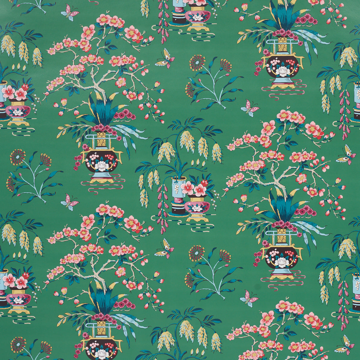 Ming Vase wallpaper in jade color - pattern number 5013582 - by Schumacher in the Schumacher Classics collection