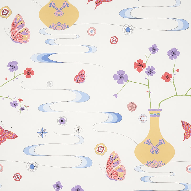 Fantasia wallpaper in formosa ivory color - pattern number 5013590 - by Schumacher in the Cristina Buckley collection