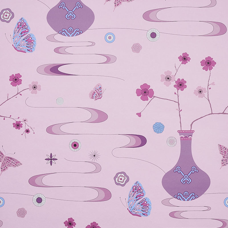 Fantasia wallpaper in peony pink color - pattern number 5013592 - by Schumacher in the Cristina Buckley collection