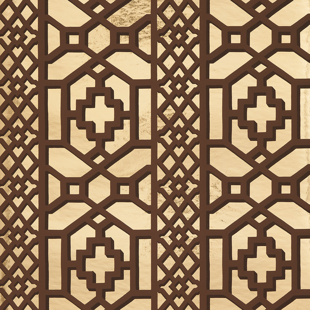 Zanzibar Trellis Mylar wallpaper in gold mylar color - pattern number 5013640 - by Schumacher in the Moon River collection