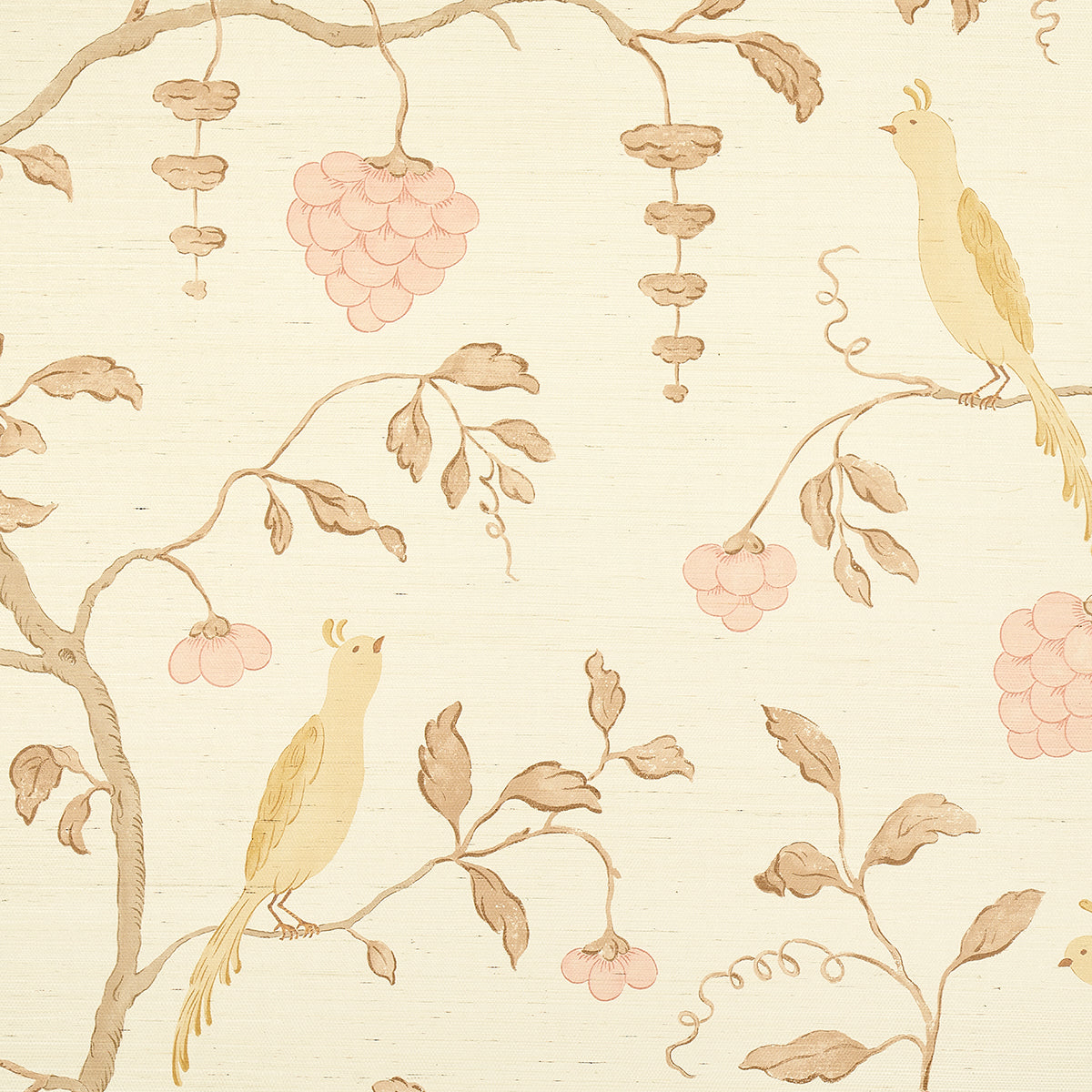 Wisteria Sisal wallpaper in amber and rose color - pattern number 5013701 - by Schumacher in the Textured Wallcoverings and Printed Grasscloths collection